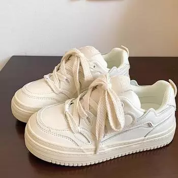 2025 spring and autumn new thick-soled versatile casual sports shoes female ins students moral training shoes niche design white shoes 35