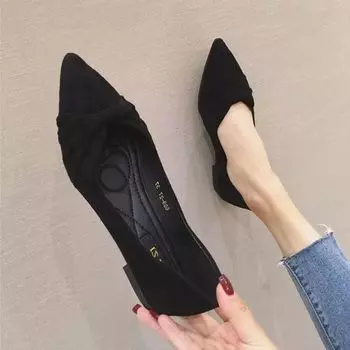2025 Spring and Autumn New Versatile Flat-bottomed Pointed Women s Shoes Black Work Single Shoes Women s Gentle Wind Fashion Soft Sole Women 34