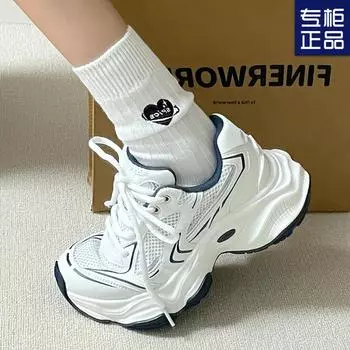 2025 spring and autumn new women s shoes dad shoes women s mesh breathable casual sports shoes versatile platform white board shoes 35