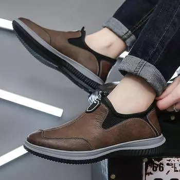2025 spring and autumn soft leather Doudou shoes men s casual driving shoes soft sole fashion foot cover versatile sports shoes board shoes 38 белый