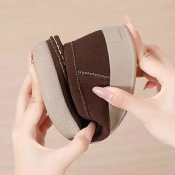 2025 spring and autumn suede soft-soled Doudou shoes women s flat-soled casual single shoes one-pedal comfortable mother shoes 35 чёрный