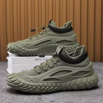 2025 spring and summer breathable fly-woven socks shoes lazy shoes platform non-slip sports shoes running casual shoes men s shoes 39 серый