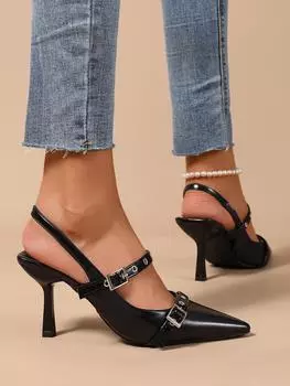 2025 spring and summer high-end new pointed rivets sandals rear empty shallow rivets fashionable versatile Spice Girls high street women s shoes 35