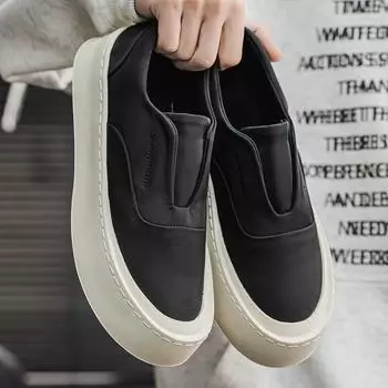 2025 spring and summer ice silk cloth breathable low-top men s shoes personalized board shoes foot loafers one pedal Doudou shoes men 39 чёрный