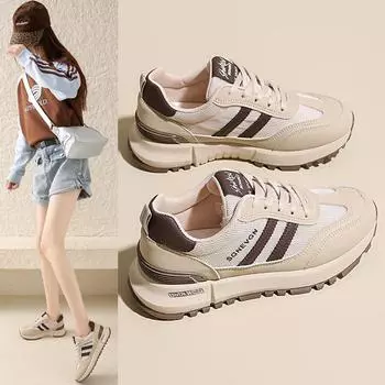 2025 spring and summer live broadcast high-quality physical mesh sports shoes women s lace-up ultra-light shoes four-season sports outdoor ru 35 красный