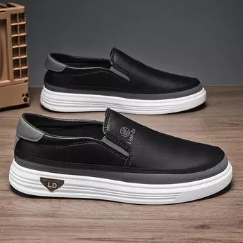 2025 spring and summer men s Doudou shoes are light and one-pedal large-size loafers, Doudou shoes trendy men s leather shoes 39 бежевый