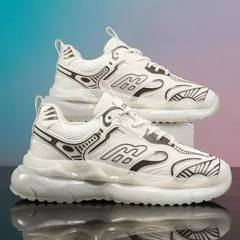 2025 spring and summer mesh breathable sneakers popcorn platform dad shoes student personality trendy with small black shoes men s shoes 39 белый