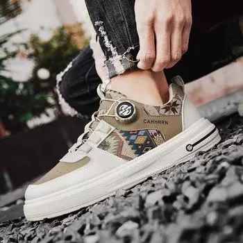2025 spring and summer national style sports board shoes light foot social Douyin casual rotating buckle loafers men s shoes 39
