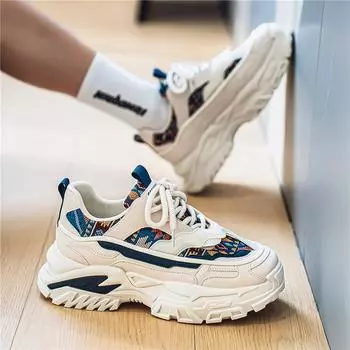 2025 spring and summer new breathable casual men s shoes thick-soled wear-resistant heightening personalized student sports dad trendy shoes 39