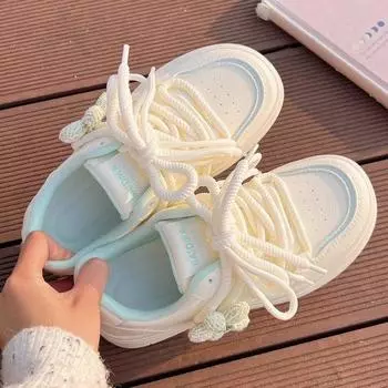 2025 spring and summer new fashion little white shoes single net breathable versatile casual shoes low top thick baseplate shoes women 35