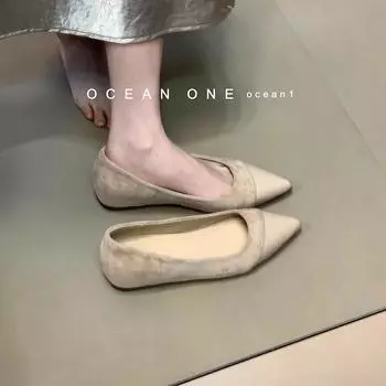 2025 spring and summer new flat-bottomed French versatile pointed inner height increase with skirt splicing commuter Mary Jane single shoes women 35