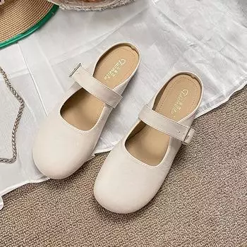 2025 spring and summer new half slippers women s summer wear soft bottom comfortable Internet celebrity lazy bag head flat bottom half slippers larg 34 белый