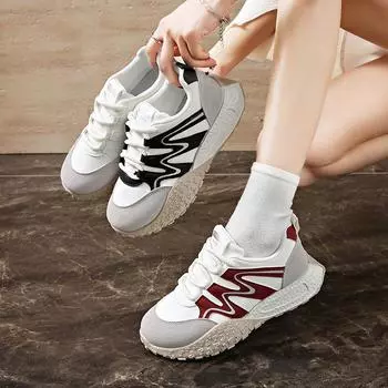 2025 spring and summer new Korean version breathable little white shoes women s casual board shoes platform-soled versatile Forrest Gump shoes W9530 35 красный