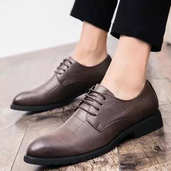2025 spring and summer new leather shoes men s work cowhide dress leather shoes size 37 men s business casual leather shoes 37 чёрный