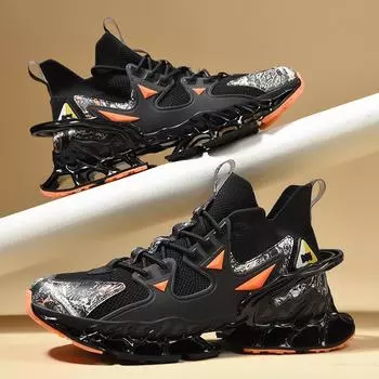 2025 spring and summer new men s shoes blade sole casual trendy foreign trade large size flying woven mesh breathable Guochao sports shoes 39