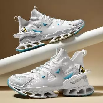 2025 spring and summer new men s shoes blade sole casual trendy foreign trade large size flying woven mesh breathable Guochao sports shoes 39