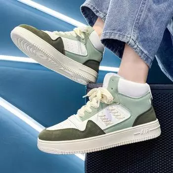 2025 spring and summer new men s high-top woven board shoes trendy youth leather surface Hong Kong style fashion shoes casual men s shoes 39