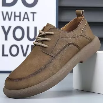 2025 spring and summer new men s shoes breathable retro British style leather shoes men s comfortable trend versatile casual shoes 38