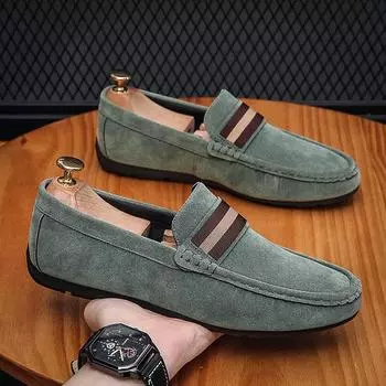 2025 spring and summer new men s Doudou shoes men s shoes casual shoes versatile lazy one-pedal driving shoes 39 чёрный