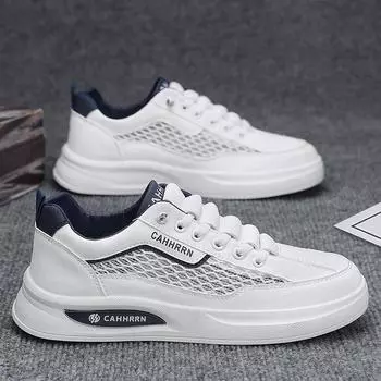 2025 spring and summer new men s shoes casual mesh board shoes youth hollow white shoes men s sports trendy shoes 39