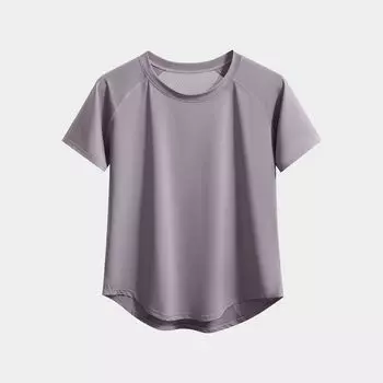 2025 Spring and Summer New Sports Short sleeve Women Elastic Quick-Drying Breathable Fitness Top Training Running Yoga Clothes Slimming Purple 3XL