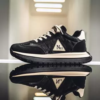 2025 spring and summer new thick-soled heightened suede breathable sports Forrest Gump shoes live broadcast port Korean catwalk trendy men s shoes 39