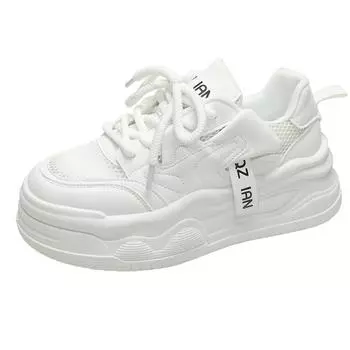 2025 spring and summer new versatile niche thin thick-soled explosive sports and leisure little white shoes mesh breathable board shoes 35