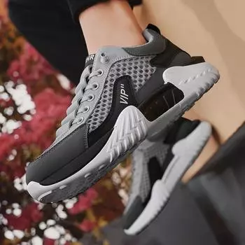 2025 spring and summer niche Harajuku style big eye mesh outdoor leisure sports shoes street Hong Kong style breathable tooling men s shoes 39 бежевый
