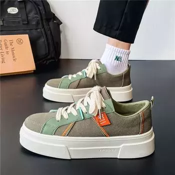 2025 spring and summer student Japanese Harajuku sports and leisure shoes platform tide shoes lace-up cloth men s shoes 39 бежевый