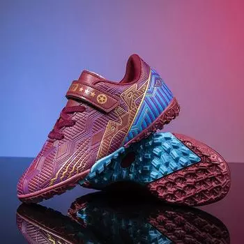 2025 spring and summer Velcro breathable children s football shoes men s and women s outdoor sports shoes professional game training shoes 35 оранжевый