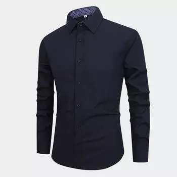 2025 Spring Autumn New Mens Casual Shirt Fashion Men Button Solid Color Shirt Men s Top Male Oversize Blouses 3XL чёрный