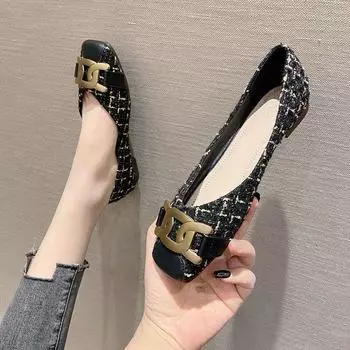 2025 Spring Autumn Soft Shoes Women Flats Fashion Brand Elegant Ladies Single Shoes Black Big Size 42 35 чёрный