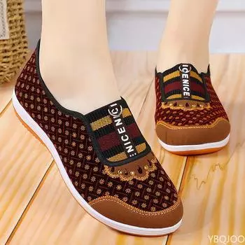 2025 Spring Autumn Women s cloth Shoes Casual comfortable Flats Elderly Lightweight lazy shoes Ladies soft soled breathable flat 35