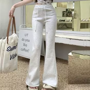 2025 spring autumn y2k Wide Leg Pants Elastic Waist solid Casual sweatpants Female Outdoor Trousers harajuku Women s flare Pants S