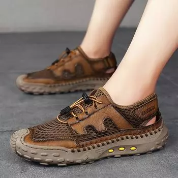 2025 Spring Casual Trend Sandals Men s Mesh Breathable Beach Shoes Men s Fashion Foot Slippers Men s Shoes 38 чёрный