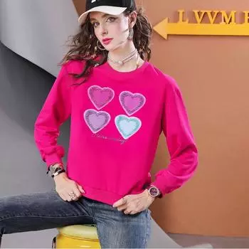 2025 Spring & Fall New Arrival Fashionable round Neck Original Niche Sweatshirt Women s Top Elegant High-End Anti-Aging Long Sleeves Bottoming Shirt Rose 07 Figure L