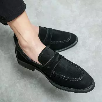 2025 spring fashion business casual leather shoes men s anti-velvet matte loafers youth pedal beanie leather shoes 38 чёрный