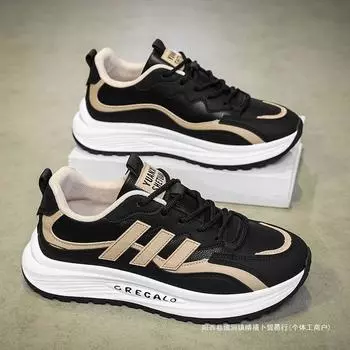 2025 spring high-end dad shoes popular mesh breathable men s sports and leisure men s shoes platform trendy shoes men 39 чёрный