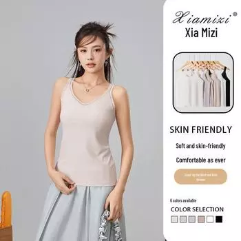 2025 Spring Ladies Slim Lace Camisole: Elegant Back, Perfect for Summer One Size красный/коричневый