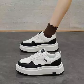 2025 spring little white shoes new Korean version ins female students height increase platform sports board shoes casual shoes female ZS92 35