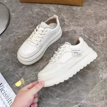 2025 spring little white shoes new Korean version ins female students height increase platform sports board shoes casual shoes female XW510 35