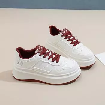 2025 spring little white shoes women s new Korean version ins female students heightening platform sports board shoes trend versatile A17 35 бежевый