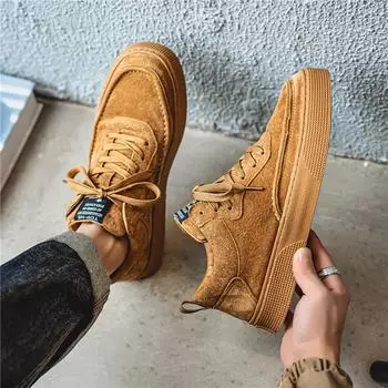 2025 spring live broadcast student Japanese Harajuku sports and leisure shoes trendy board shoes lace-up suede men s shoes 39 коричневый