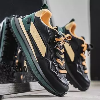 2025 spring low-top thick-soled anti-collision sports board shoes, light live broadcast social Douyin casual loafers for men 38 чёрный