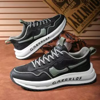 2025 spring men s shoes popular suction film bottom comfortable wear-resistant breathable net comfortable wear-resistant sports and leisure shoes Shoe 39 чёрный