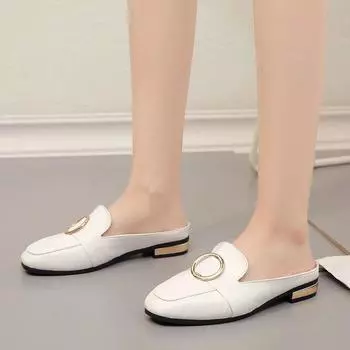 2025 spring new baotou lazy sandals wear high heels half slippers women s casual shoes 35 белый