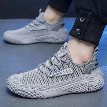 2025 spring new breathable men s shoes trendy mesh shoes flying woven running shoes hole sports shoes men s casual shoes 39