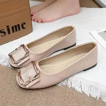 2025 spring new burgundy single shoes women s flat-soled Doudou shoes shallow mouth soft leather soft sole versatile spring and autumn work shoes 35 бордовый