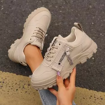 2025 spring new casual board shoes women s flat bottom leather surface versatile women s white shoes women s sports 36 белый
