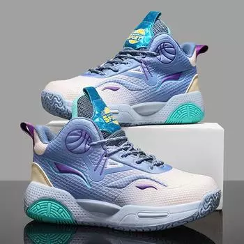 2025 spring new children s basketball shoes middle and old children s running sports shoes mesh youth breathable non-slip moisture shoes 31 сапфировый